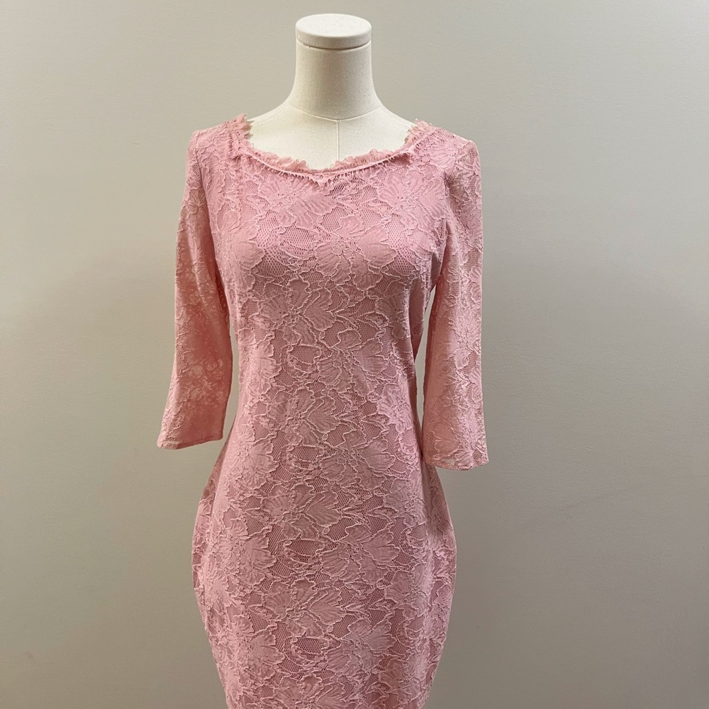 Le Chateau Pink Lace Midi Dress